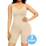 Uniquetrenders FA5010-4 Kadın Dikişsiz İnce Askılı Toparlayıcı Tam Boy Korse 3'lü Set