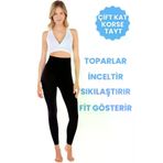 Uniquetrenders FA5427-4 Yüksek Bel Sıkılaştırıcı İnceltici Toparlayıcı Çift Kat Korse Tayt Dikişsiz Korse Tayt