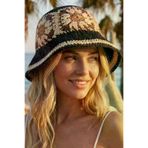 Uniquetrenders GZL550920 Kadın Hasır Bucket Şapka Bohem Motifli Crochet Yazlık Plaj Şapkası