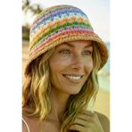 Uniquetrenders GZL709860 Kadın Hasır Bucket Şapka Zikzak Desenli Crochet Yazlık Plaj Şapkası