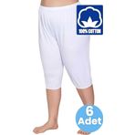 Uniquetrenders Kadın %100 Pamuklu Kısa Pijama 6'Lı Paçalı Don Beyaz 4XL
