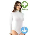 Uniquetrenders Kadın 3'lü Boğazlı Uzun Kol Çıtçıtlı Body KT2276931-6181