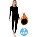 Uniquetrenders Kadın 3'Lü Termal Alt Üst İçlik Takımı Siyah XL