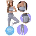 Uniquetrenders Kadın Dikişsiz Melanjlı Fitness Yoga Pilates Sporcu Büstiyer Şort Tayt Takımı 3'Lü Set Beyaz XS-S