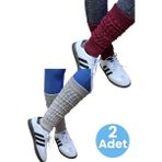 Uniquetrenders Kadın Dört Mevsim Ayaksız Triko Tozluk 2'Li Set Bordo - Taş