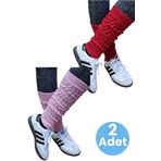 Uniquetrenders Kadın Dört Mevsim Ayaksız Triko Tozluk 2'Li Set Kırmızı - Pembe