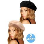 Uniquetrenders Kadın Fransız 2'Li Ressam Bere Siyah - Vizon
