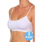 Uniquetrenders Kadın İnce Askılı Pedli Büstiyer Yarım Atlet Sütyen 3'Lü Set Beyaz 80-85