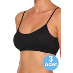 Uniquetrenders Kadın İnce Askılı Pedli Büstiyer Yarım Atlet Sütyen 3'Lü Set Siyah 80-85