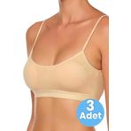 Uniquetrenders Kadın İnce Askılı Pedli Büstiyer Yarım Atlet Sütyen 3'Lü Set Ten 80-85