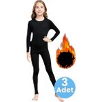 Uniquetrenders Kız Çocuk 3'lü Termal Alt Üst Içlik Takımı - 5 - 6 Yaş - Siyah