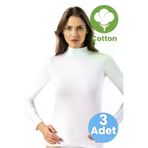 Uniquetrenders KT1109640-6226 Kadın 3'lü Yarım Boğazlı Uzun Kollu Likralı Atlet