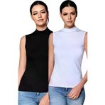 Uniquetrenders MAKT6236-4 Kadın Sıfır Kollu Boğazlı Pamuklu Atlet 2'li Set