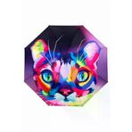 Uniquetrenders MRLX0012 Kedi Desenli Canlı Lüx Renkli Baskılı Rüzgara Dayanıklı 8 Telli Katlanabilir Manuel Şemsiye