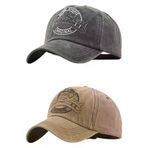 Uniquetrenders PYZ666820 Unisex Eskitme Rock Shark Nakışlı Ayarlanabilir Beyzbol Kep Şapka 2'li Set
