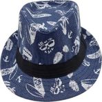 Uniquetrenders Unisex Çocuk 8 12 Yaş Hasır Fötr Şapka Lacivert