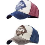 Uniquetrenders Unisex Eskitme Jewel Shine Ayarlanabilir Beyzbol Kep Şapka Baseball Şapka 2'Li Set Lacivert - Kahverengi