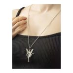 Uniquetrenders Unisex Kanatlı Melek Figürlü Antik Gümüş Kaplamalı Sevgili Kolyesi