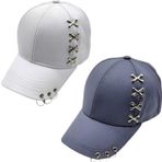 Uniquetrenders Unisex Punk Master Baseball Kep Şapka 2'Li Set Beyaz - Füme
