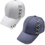 Uniquetrenders Unisex Punk Master Baseball Kep Şapka 2'Li Set Beyaz - Füme