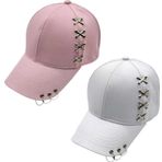Uniquetrenders Unisex Punk Master Baseball Kep Şapka 2'Li Set Pembe - Beyaz