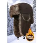 Uniquetrenders Unisex Termal Peluş Kürklü Pilot Şapka - Standart - Kahverengi