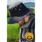 Uniquetrenders Unisex Uv Korumalı Geniş Kenarlı Katlanabilir Safari Outdoor Boonie Yürüyüş ve Plaj Şapkası - Standart - Siyah