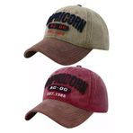 Uniquetrenders VMD6370920 Unisex Eskitme Capricorn Nakışlı Ayarlanabilir Beyzbol Kep Şapka 2'li Set