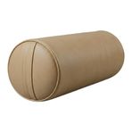 Üniseks Yoga Yastığı Yastığı - Yoga Uygulamaları için Meditasyon Minderi - Gerçek Deri Kılıf ve Dayanıklı Taşıma Kolu (Tan, 25x60 cm)