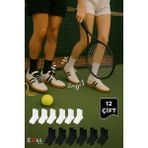 Unisex 12 Çift Pamuklu Tenis Spor Uzun Soket Boy Çorap