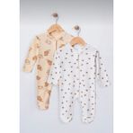 Unisex 2 Adet %100 Pamuklu Patikli Tulum Seti - Çok Renkli - 3-6 M