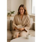 Unisex , 4 Kat Müslin Sabahlık / Bornoz /kimono - Ekru