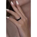 Unisex 4mm İnce Bombeli Erkek Kadın Çelik Alyans Yüzük cl18 - Siyah - 14