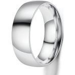Unisex 8mm Geniş Bombeli Erkek Kadın Çelik Alyans Yüzük cl19 - Beyaz - 17