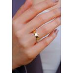 Unisex 925 Ayar Gümüş, 14 Ayar Altın Kaplamalı 5mm Düz Kesme Alyans - 12