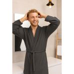 Unisex Antrasit 4 Kat Muslin Sabahlik / Bornoz /Kimono