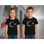 Unisex Ay Yıldızlı T-Shirt 19 Mayıs 29 Ekim 23 Nisan 10 Kasım Atatürk Çocuk Tişört - Siyah - 11 - 12 Yaş