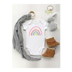 Unisex Baby Gökkuşağı Güneş Desenli Organik Kısa Kol Çıtçıtlı Bebek Body 5481GOKKUSAGI, 9 Ay