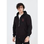 Unisex Baskılı Tam Fermuarlı Kapşonlu SweatShirt - Siyah