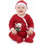 Unisex Bebe Tulum Noellik Baskılı - Kırmızı - 6 Ay