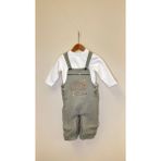 Unisex Bebek 2'li Salopet Takım - Ağaç - Koyu Yeşil - Beyaz - 3 - 6 Ay