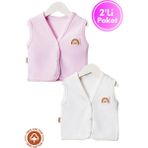 Unisex Bebek Arma Detaylı Organik Pamuklu 3-6-9 Ay 2li Penye Bebek Yelek Set - 6 - 9 Ay - 00406 Pembe