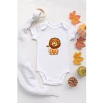 Unisex Bebek Aslan Baskılı Beyaz Çıtçıtlı Body, 3 Ay