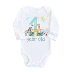 Unisex Bebek Beyaz 1 Yaş Safari Çıtçıtlı Body, 9 Ay