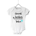 Unisex Bebek Beyaz Anne Baba Ben Kısa Kollu Çıtçıtlı Body Zıbın annebaba771, 3 Yaş