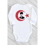 Unisex Bebek Beyaz Atatürk Ne Mutlu Türküm Diyene Baskılı Çıtçıtlı Body 1232pbbz, 3 Ay