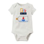 Unisex Bebek Beyaz Big Adventure Organik Baskılı Pamuklu Body, 2-4 Yaş