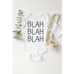 Unisex Bebek Beyaz Blah Blah Çıtçıtlı Body 5522vN, Yeni Doğan
