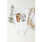 Unisex Bebek Beyaz Daddy Needs Coffee Frappe Uzun Kollu Çıtçıtlı Body 1232eb, 9 Ay