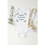 Unisex Bebek Beyaz Daddy's Favourite Human Çıtçıtlı Body, 6 Ay
